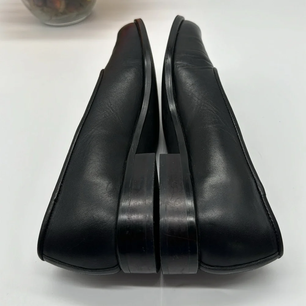 Lands' End Black Leather Rounded Toe Flats